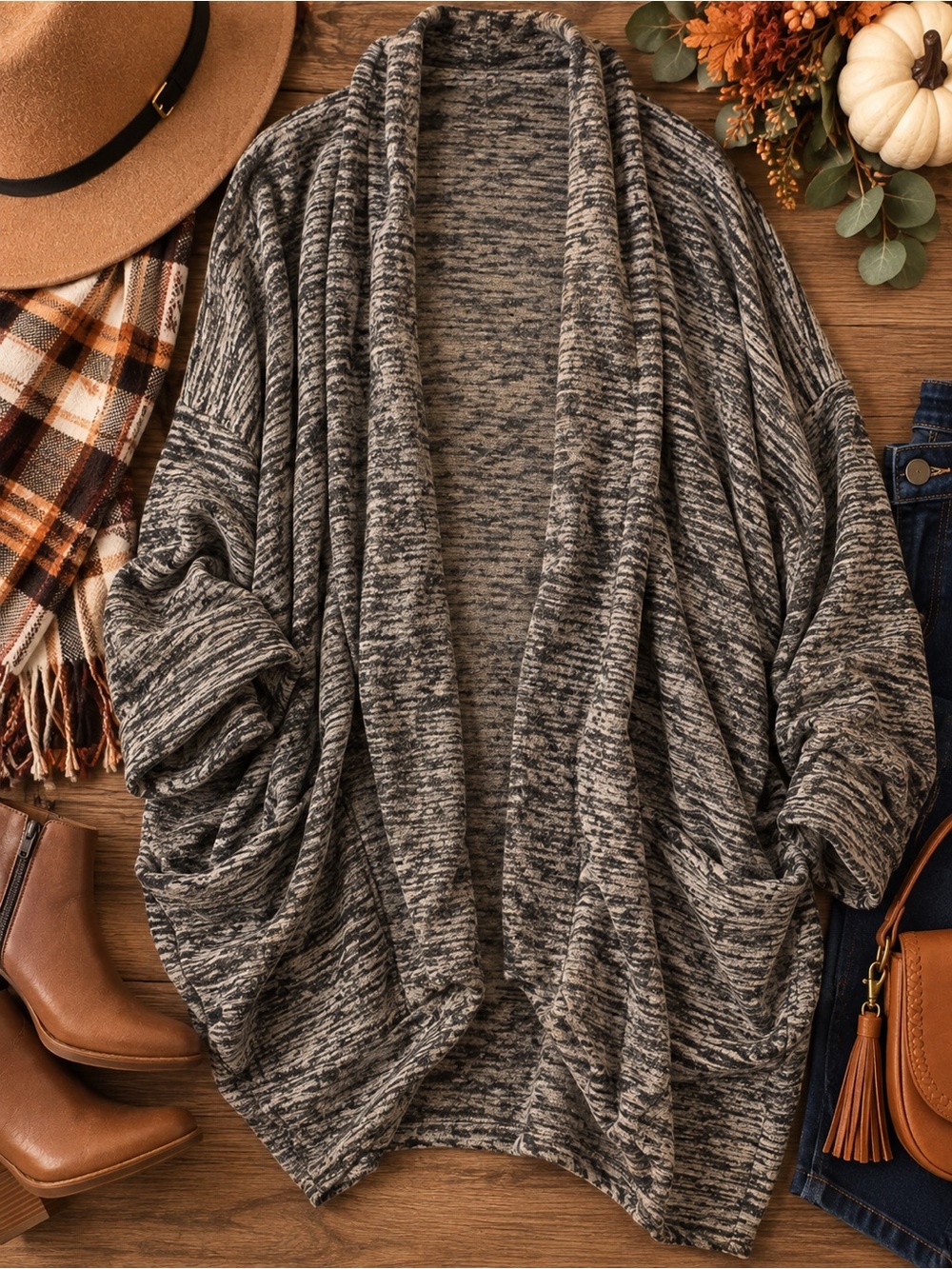 Soma Marled Cocoon Cardigan Oversized Open Front Draped Sweater Plus Size 2x
